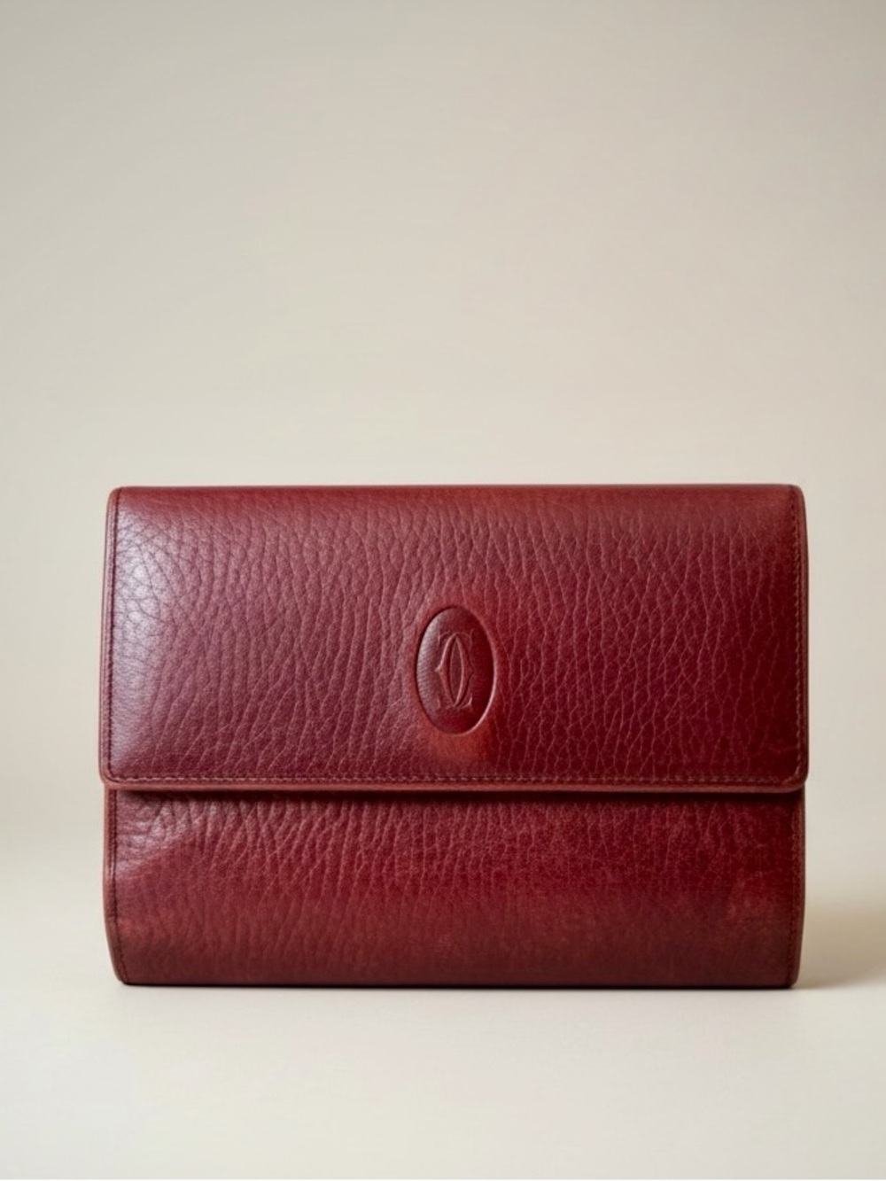 Vintage Cartier “Must de Cartier” Bordeaux Trifold Wallet